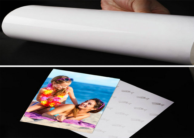 O rolo 24 polegadas 36 polegadas absorve a tinta de impressão um papel lustroso alto lateral da foto