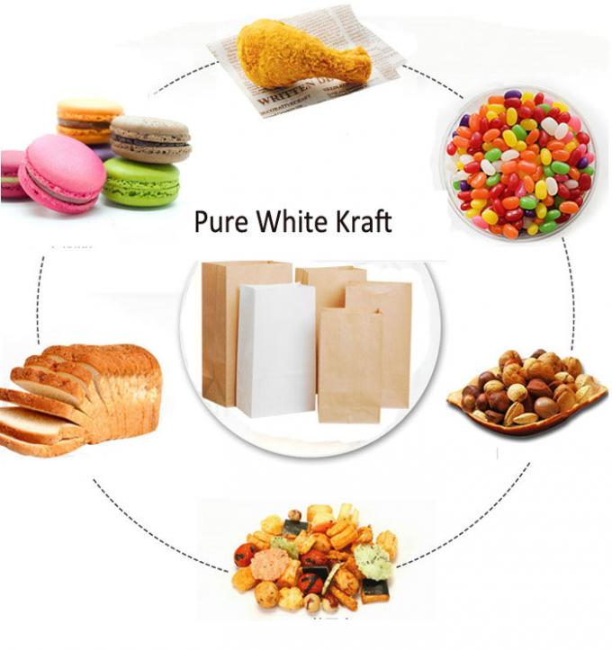 O papel de embalagem branco 120g de produto comestível Kraft puro descorou o rolo do papel de saco do saco