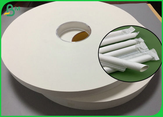 terno de papel de empacotamento do produto comestível 28gsm da cor 28mm branca de 27mm para envolver palhas
