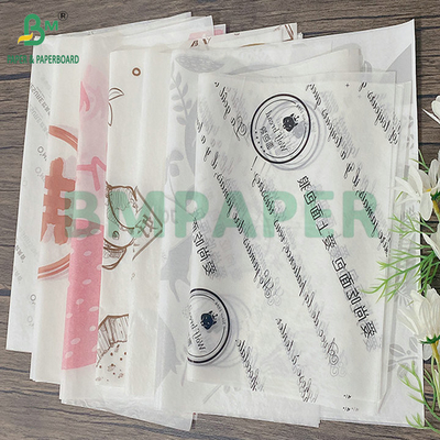Papel à prova de gordura branco 38 gm 40 gm para alimentos fritos embalado em rolos de 106 cm