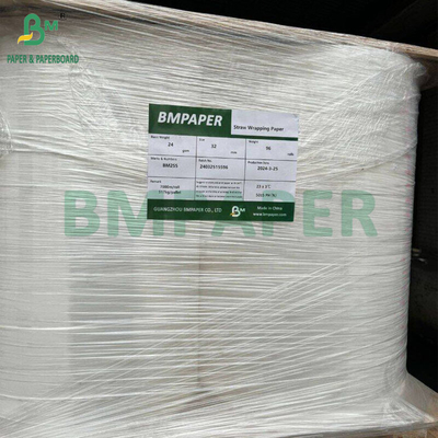 24 gm 28 gm Papel de embalagem de palha branco 27 mm x 5000 m Boa resistência à tração