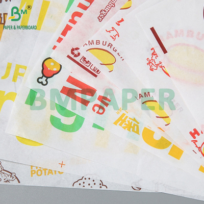 Embalagem de qualidade alimentar de hambúrgueres à prova de gordura de 38gm Papel encerado imprimível