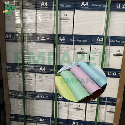 Papel NCR (sem carbono) 80g/m² em branco e várias cores, tamanho Legal 8,5" x 14"